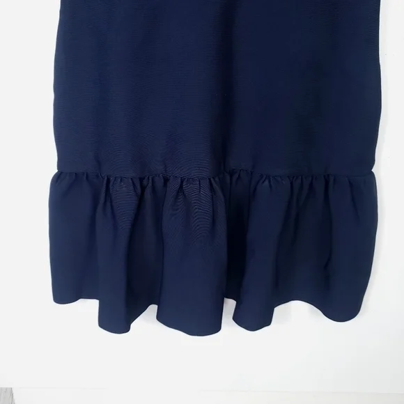 Misha collection cap sleeve ruffle bottom navy dress size 8